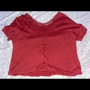 Maroon Lace Crop Top